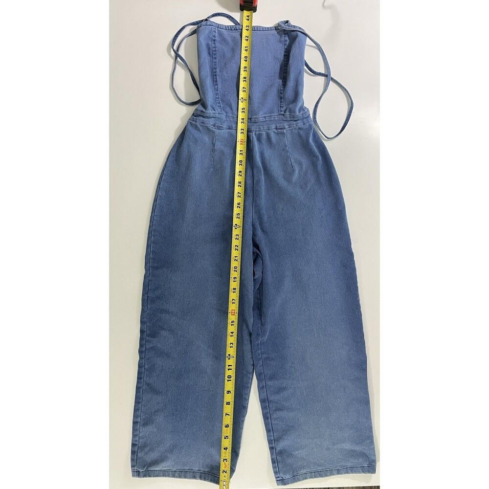 Derek Heart Denim Stretch Jumper Lace Up Back Women’s Sz M - Picture 6 of 10